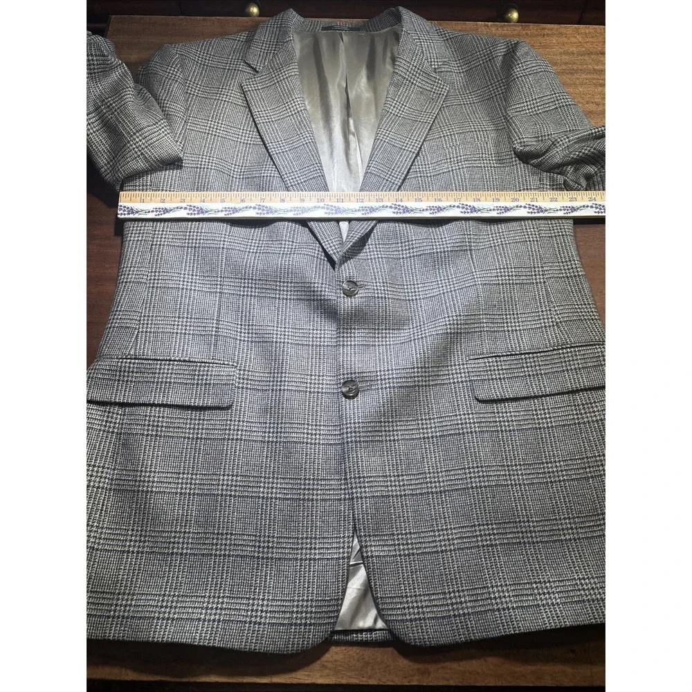 Hart Schaffer Marx Wool Plaid Suit Jacket‎ Sz 46 Regular